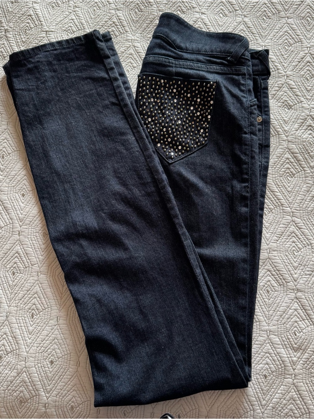 Emporio Armani Jeans Executive Dark Wash Straight Jeans Studded Pocket Size 30